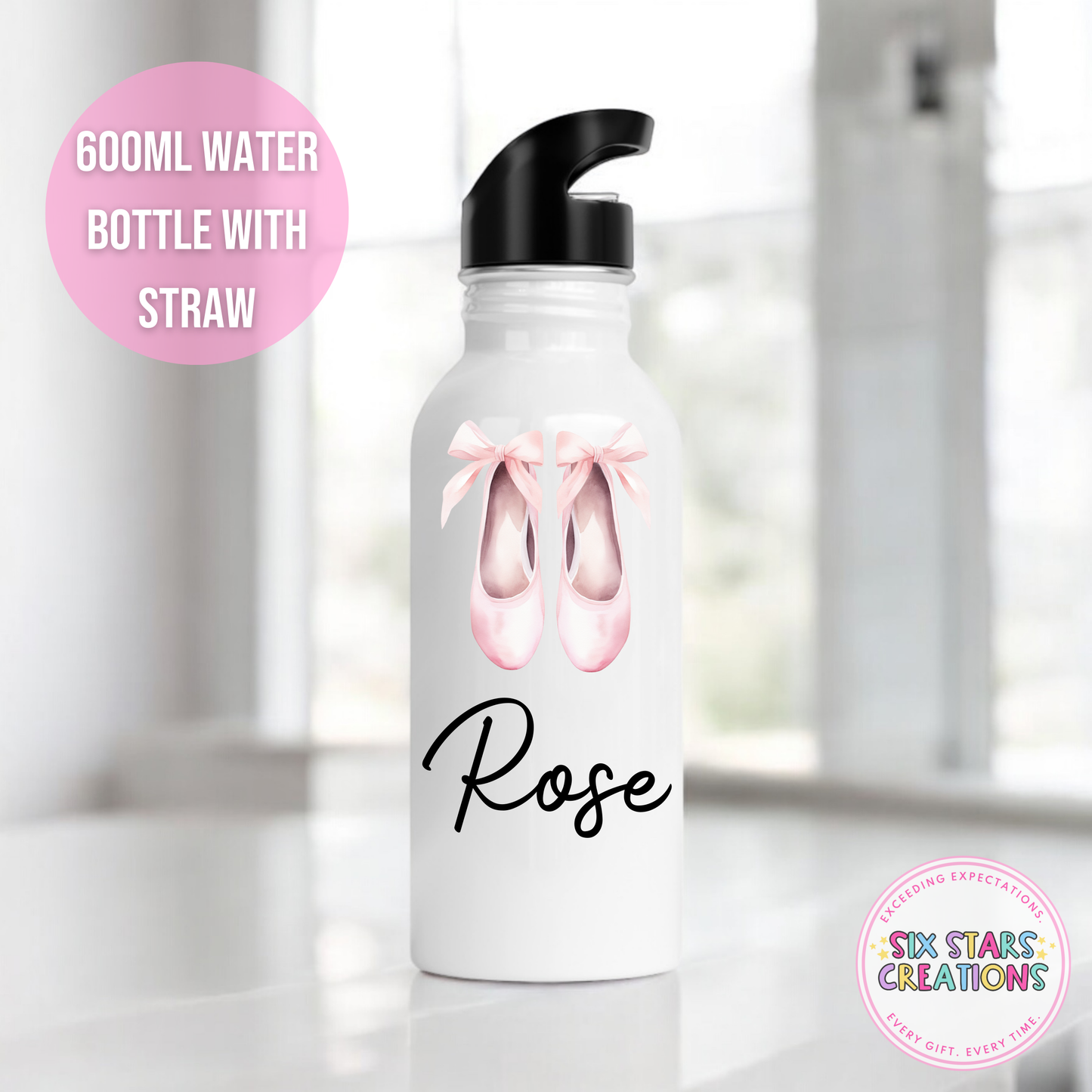 Stainless Steel Water Bottle With Straw - BALLET SLIPPERS