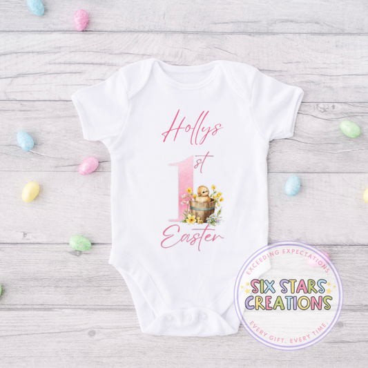 Personalised 1st Easter Vest - Pink