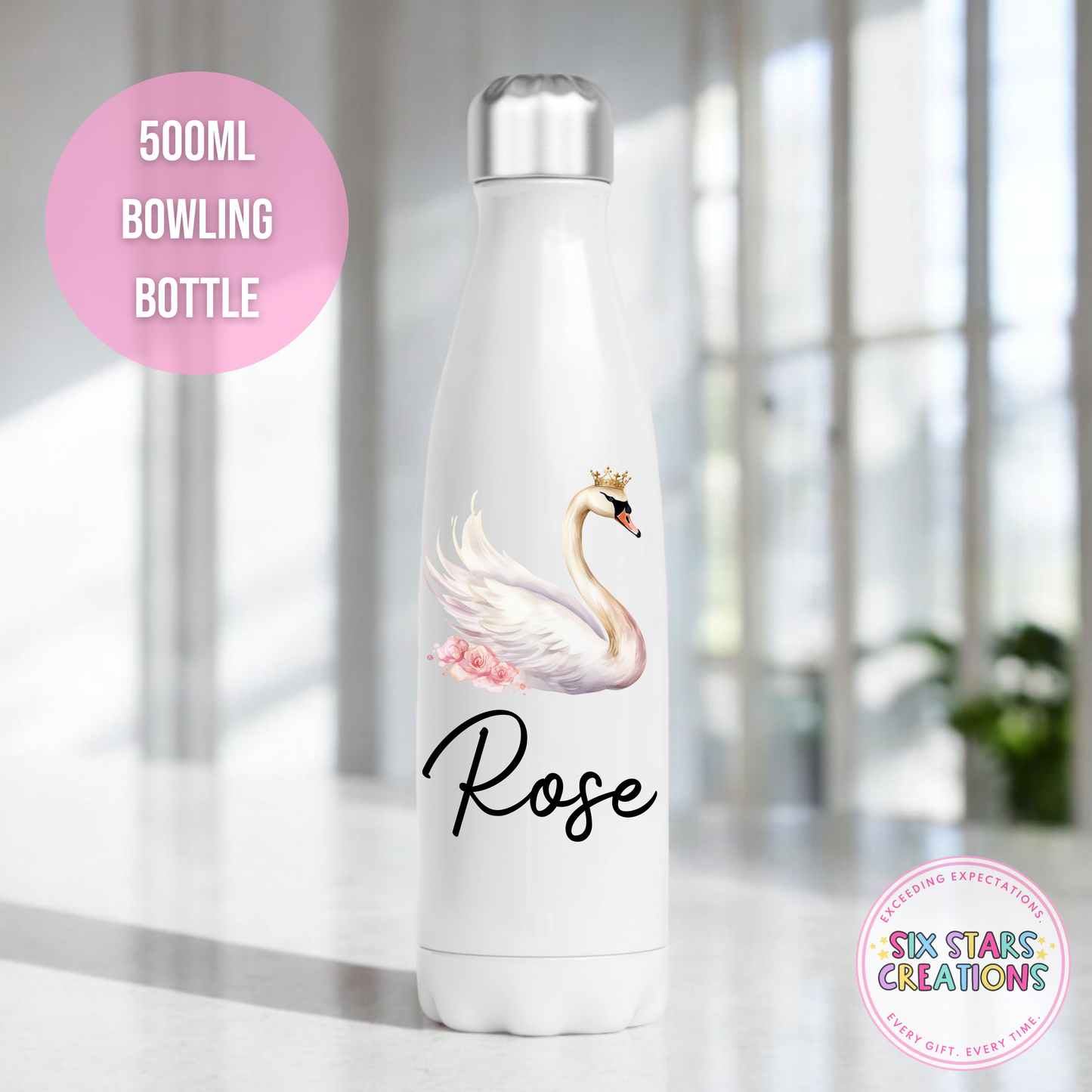 Double Walled Stainless Steel Water Bottle - SWAN PRINCESS