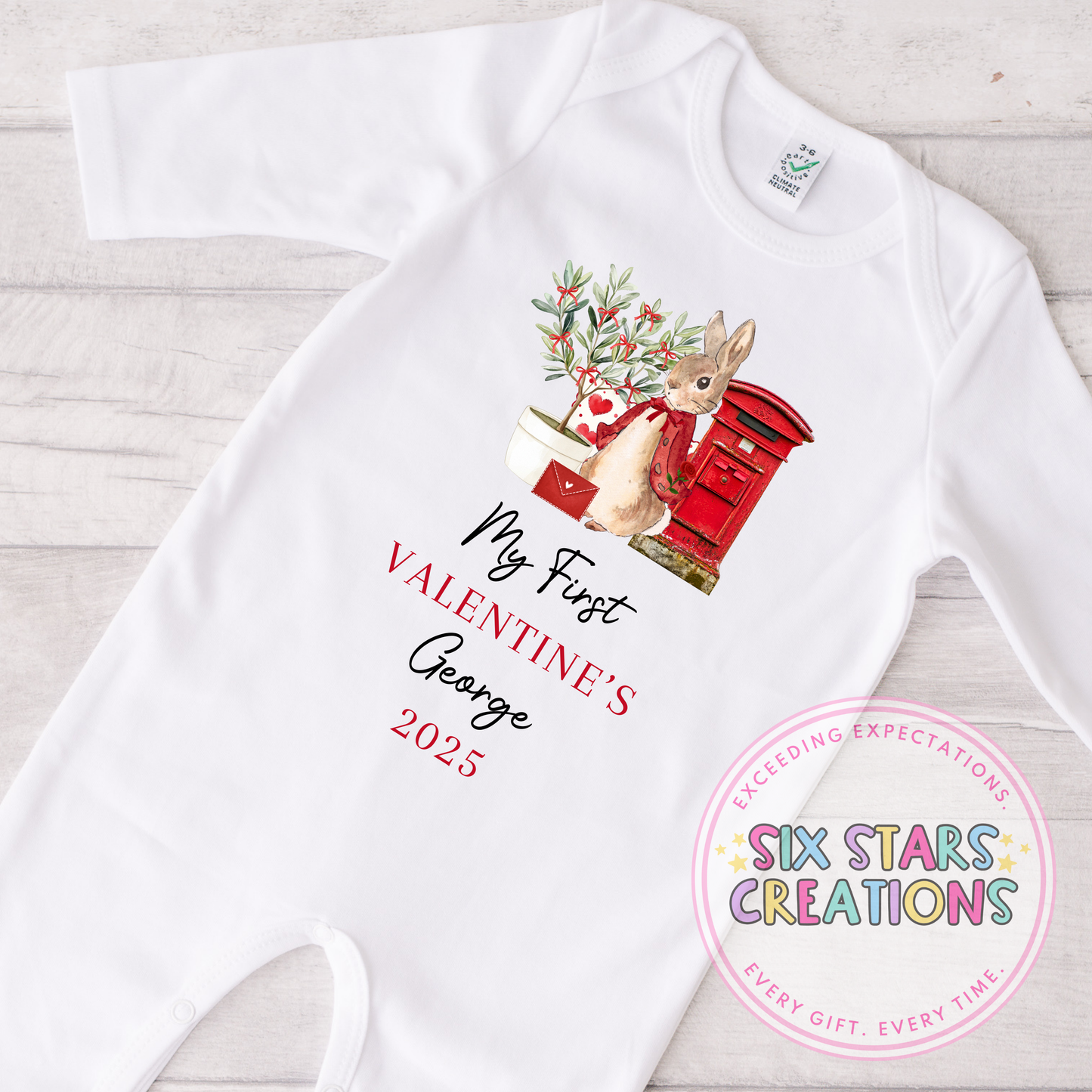 Personalised My First Valentine’s Bunny Sleepsuit