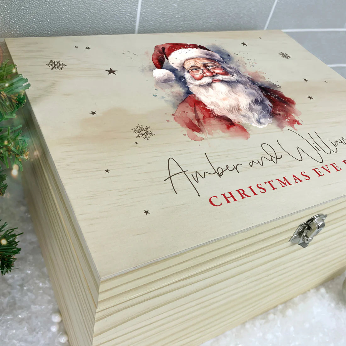 Personalised Wooden Traditional Santa Christmas Eve Box – Available in 4 Sizes