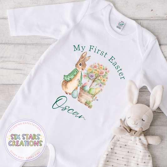 Personalised My First Easter Romper - Sage Green Bunny