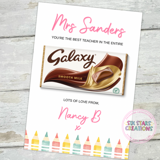 You're The Best Teacher Personalised Chocolate Gift - Pencil Print