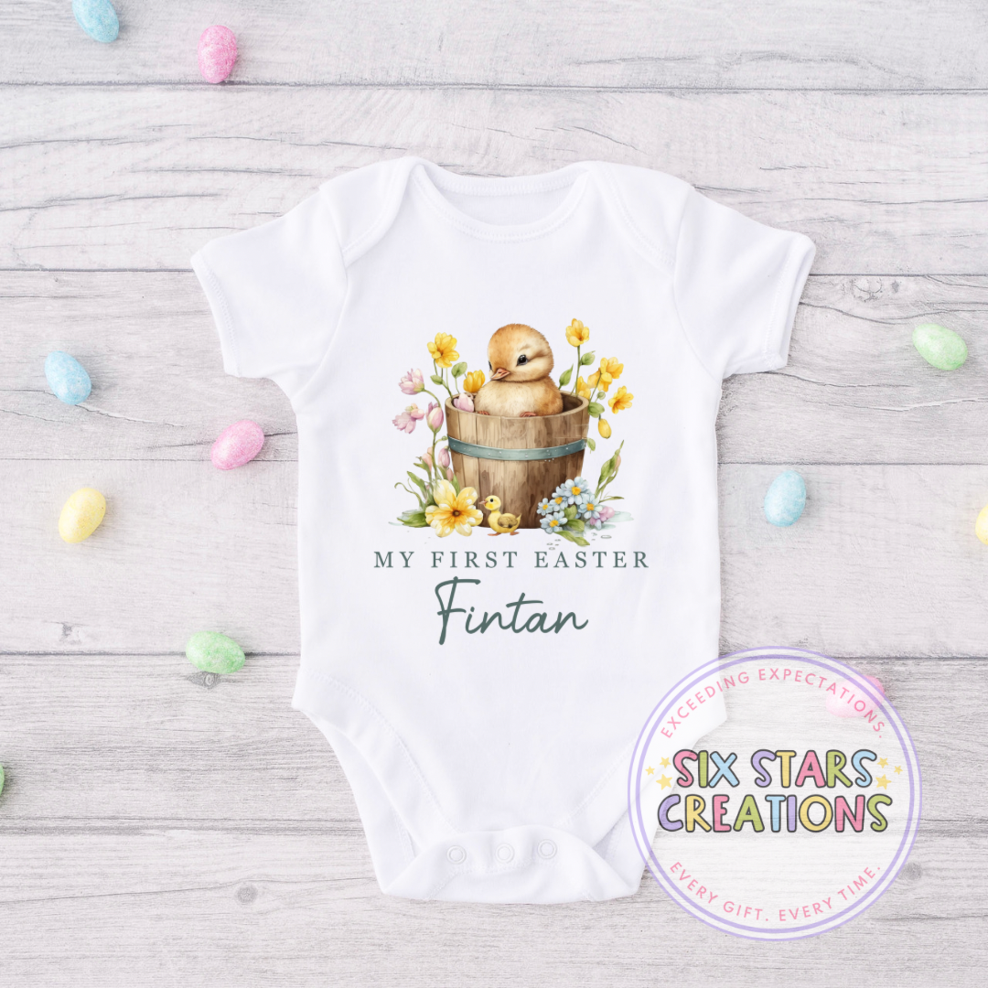 Personalised My First Easter Vest - Sage Green Chick