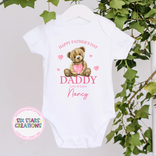 Personalised ‘Happy Father’s Day’ Bodysuit - Pink