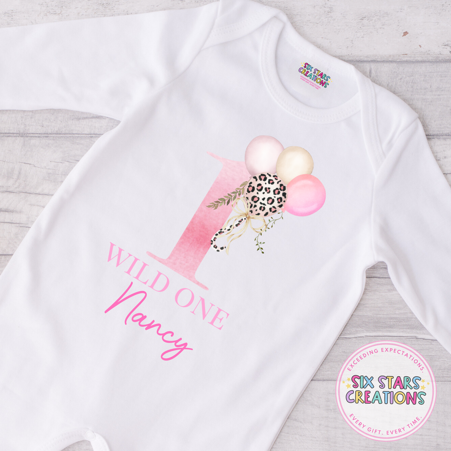 Personalised Birthday Romper - Wild One Pink Design