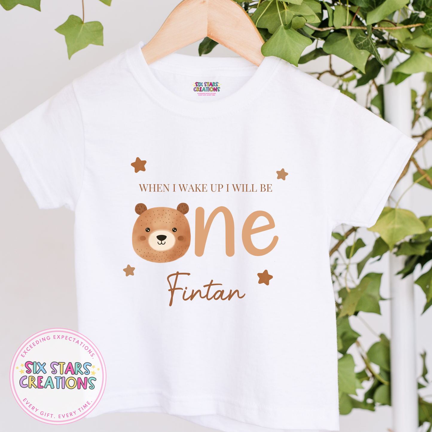 Personalised Birthday T-Shirt - When I Wake Up I Will Be One Brown Bear Design