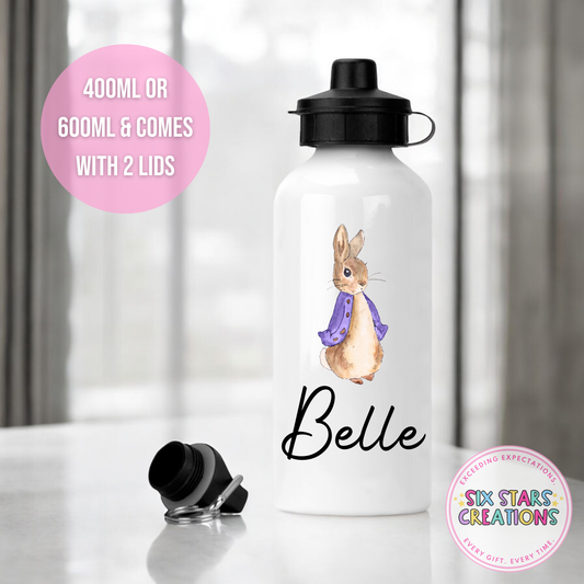 Premium Aluminium Water Bottle Comes With 2 Lids - PURPLE BUNNY