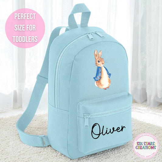 Personalised Toddler 7L Backpack - BLUE BUNNY