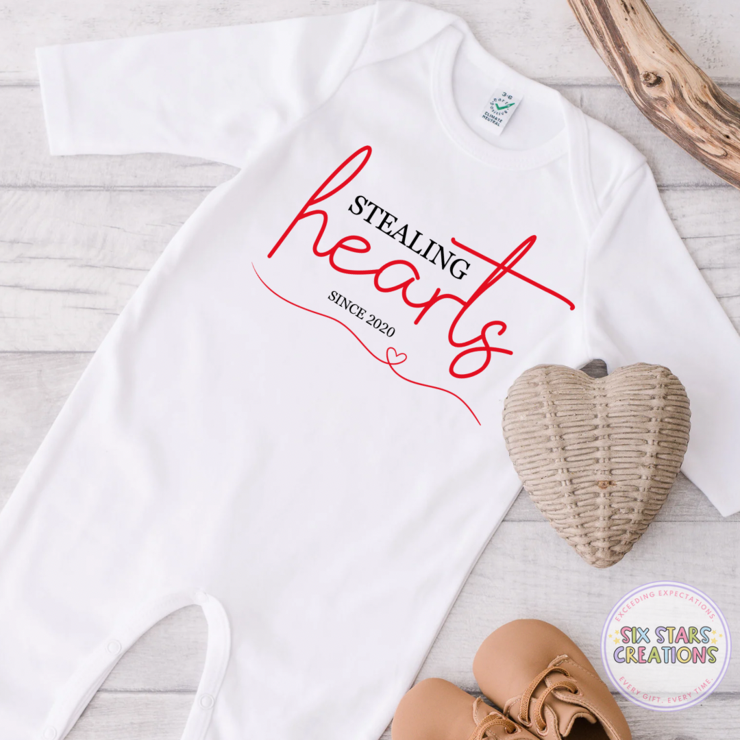 Stealing Hearts Since… Personalised Baby Romper