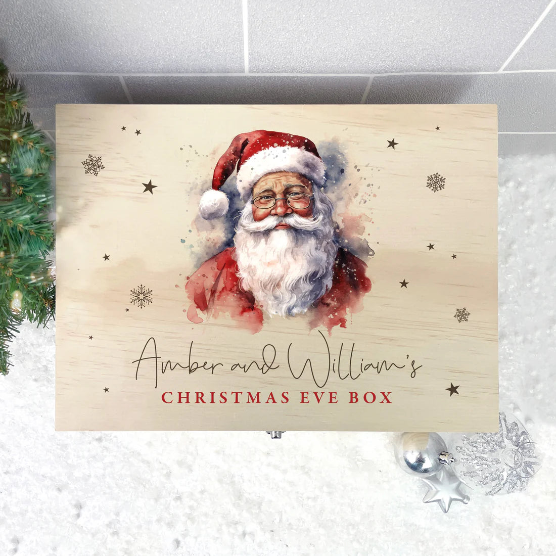 Personalised Wooden Traditional Santa Christmas Eve Box – Available in 4 Sizes