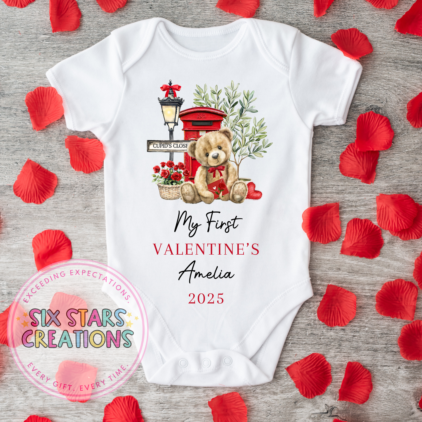Personalised My First Valentine’s Teddy Bear Baby Vest