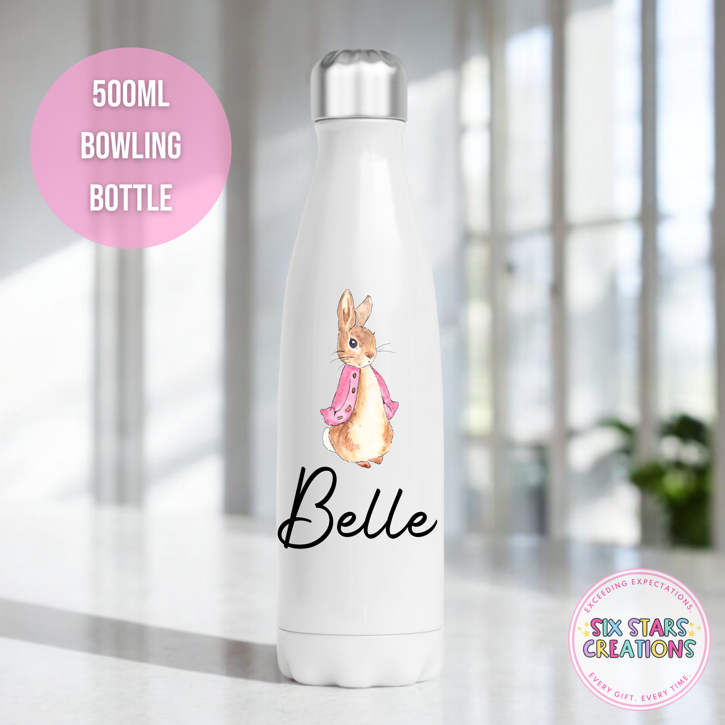 Double Walled Stainless Steel Water Bottle - PINK BUNNY