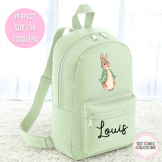 Personalised Toddler 7L Backpack - GREEN BUNNY