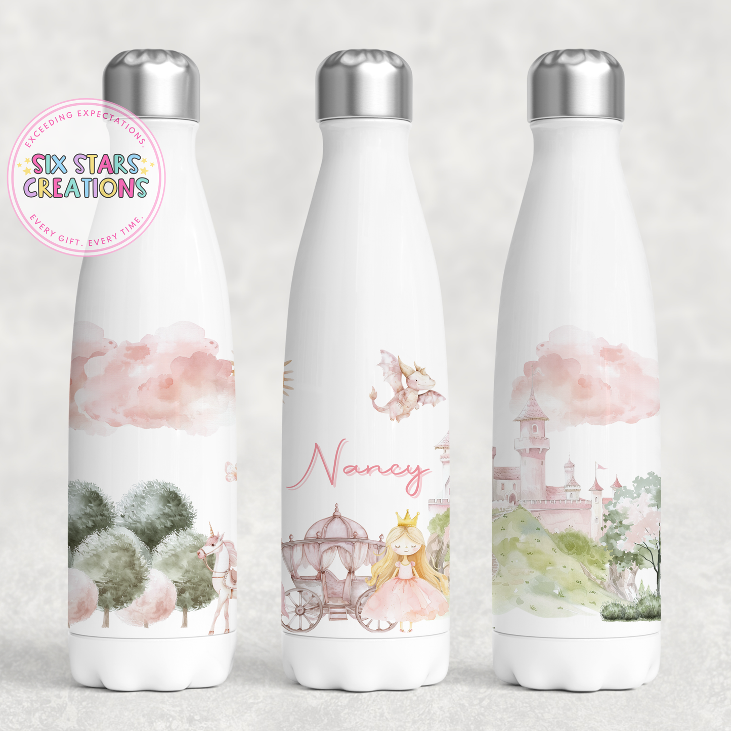 Personalised Metal Kids Water Bottle - Princess