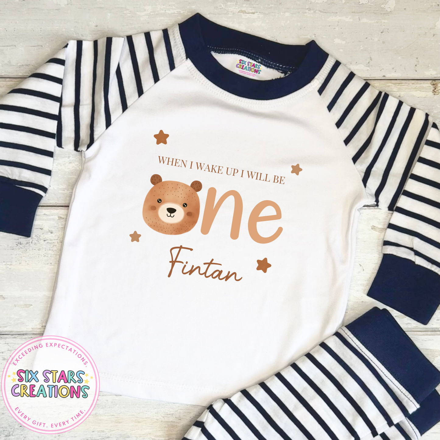 Personalised Birthday Pyjamas - When I Wake Up I Will Be One Brown Bear Design