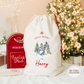 Snowy Forest Blue Bunny Personalised Santa Sack