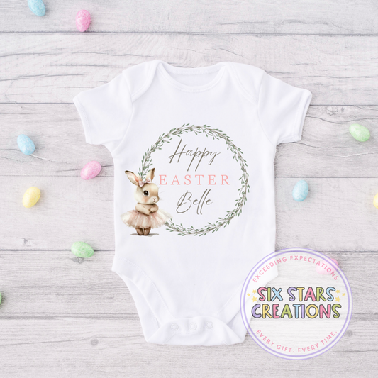 Personalised Happy Easter Vest - Pink Bunny