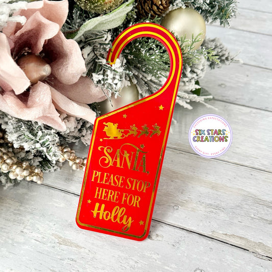 Personalised “Santa Please Stop Here” Door Hanger