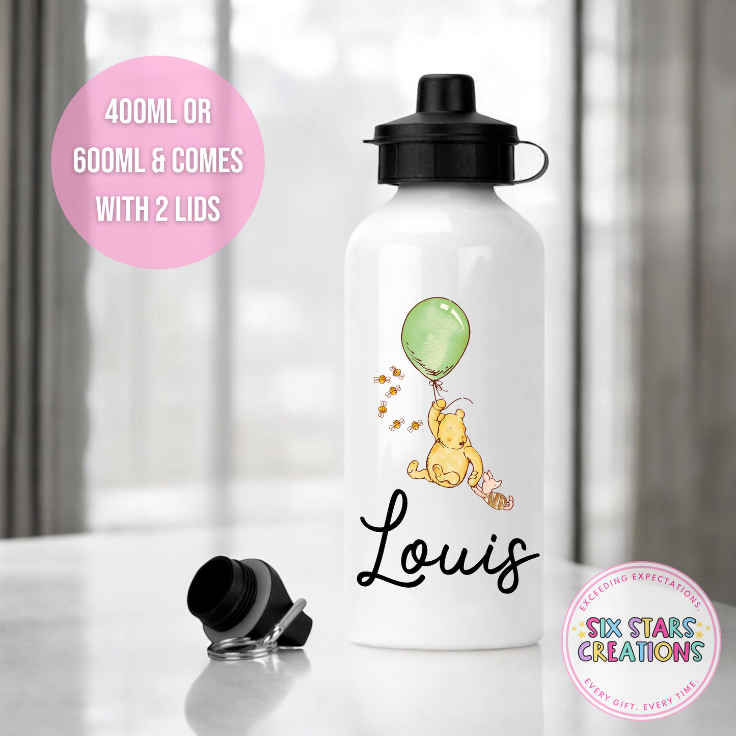 Premium Aluminium Water Bottle Comes With 2 Lids - BEAR GREEN BALLOON