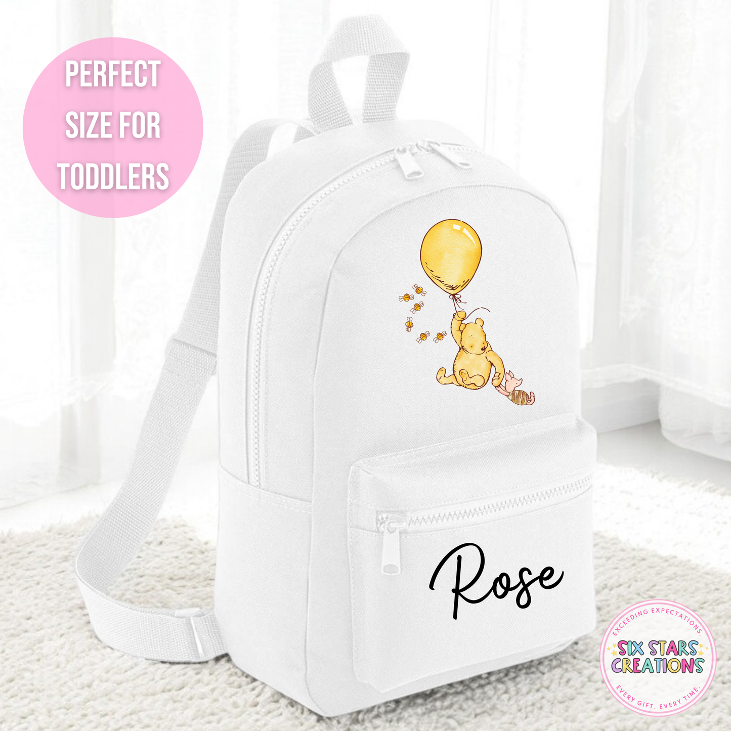 Personalised Toddler 7L Backpack - BEAR YELLOW BALLOON