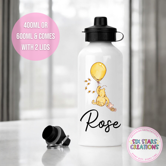 Premium Aluminium Water Bottle Comes With 2 Lids - BEAR YELLOW BALLOON