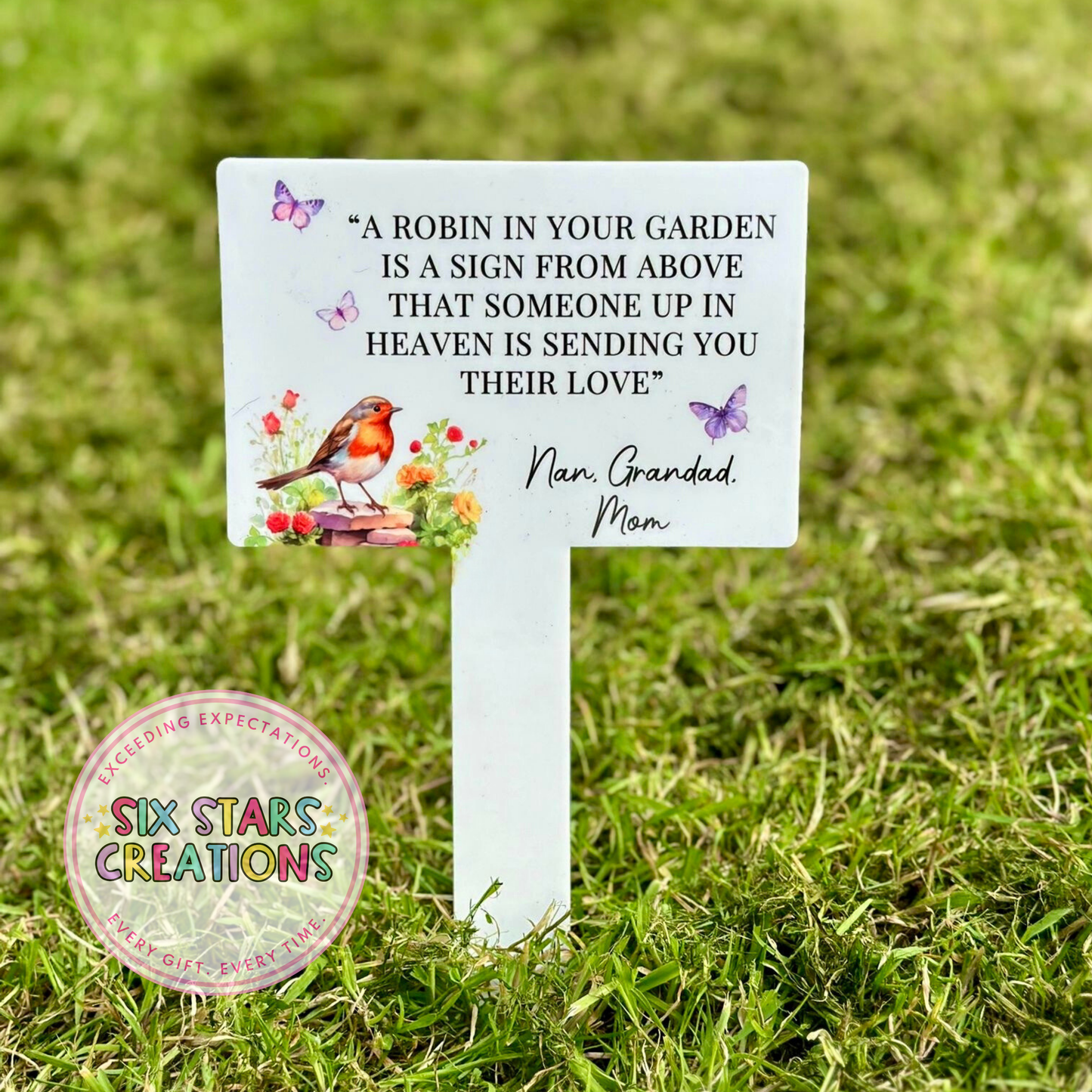 Personalised Memorial Robin Garden Stake Sign