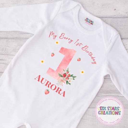 Personalised Birthday Romper - Berry First Birthday Design