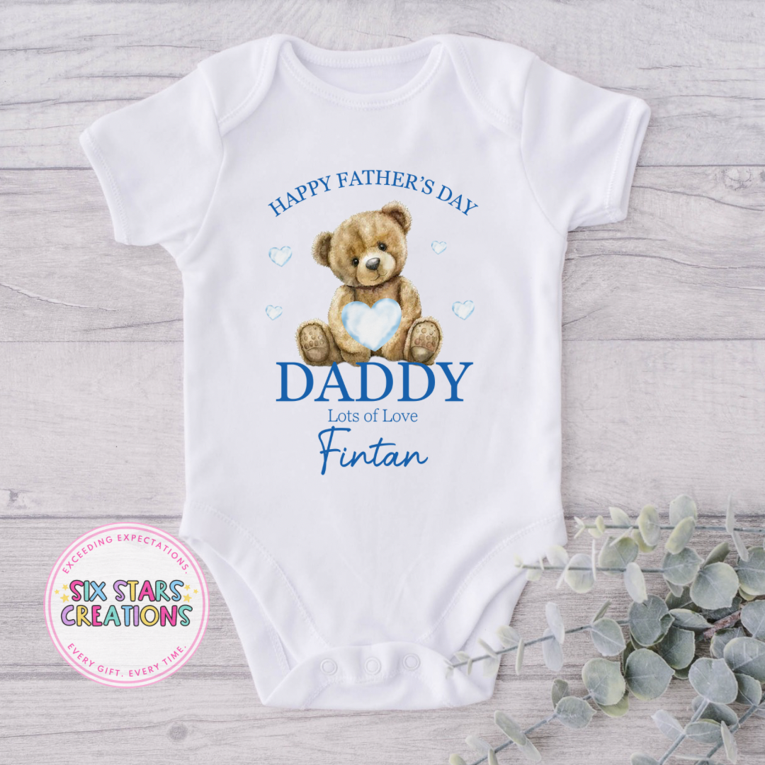 Personalised ‘Happy Father’s Day’ Bodysuit - Blue