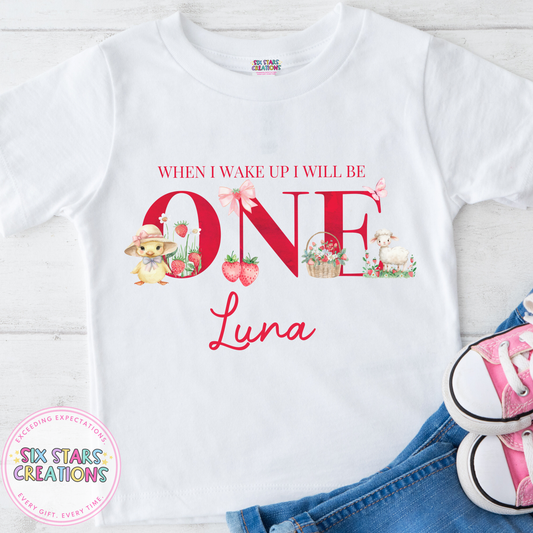 Personalised Birthday T-Shirt - When I Wake Up Strawberry Fields 1-5 Design