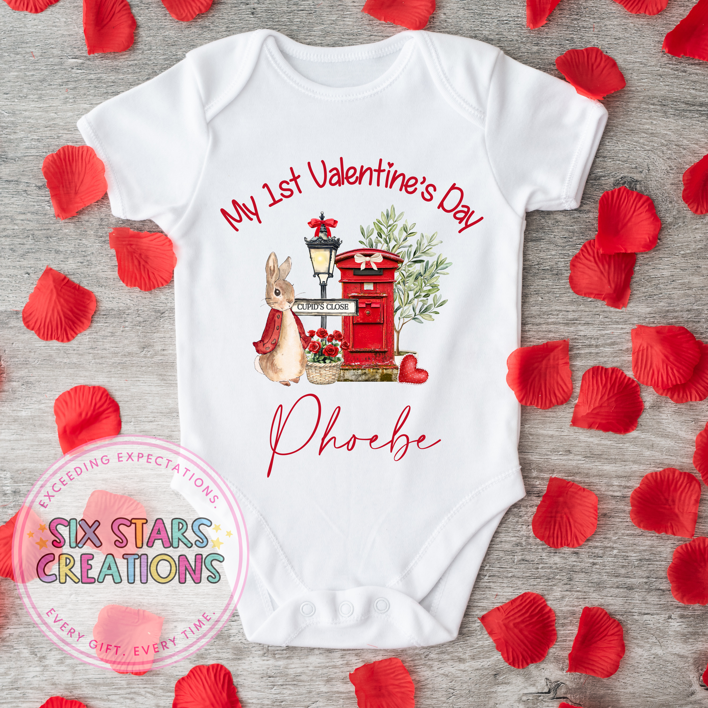 Personalised My 1st Valentine’s Day Cupids Close Design Baby Vest