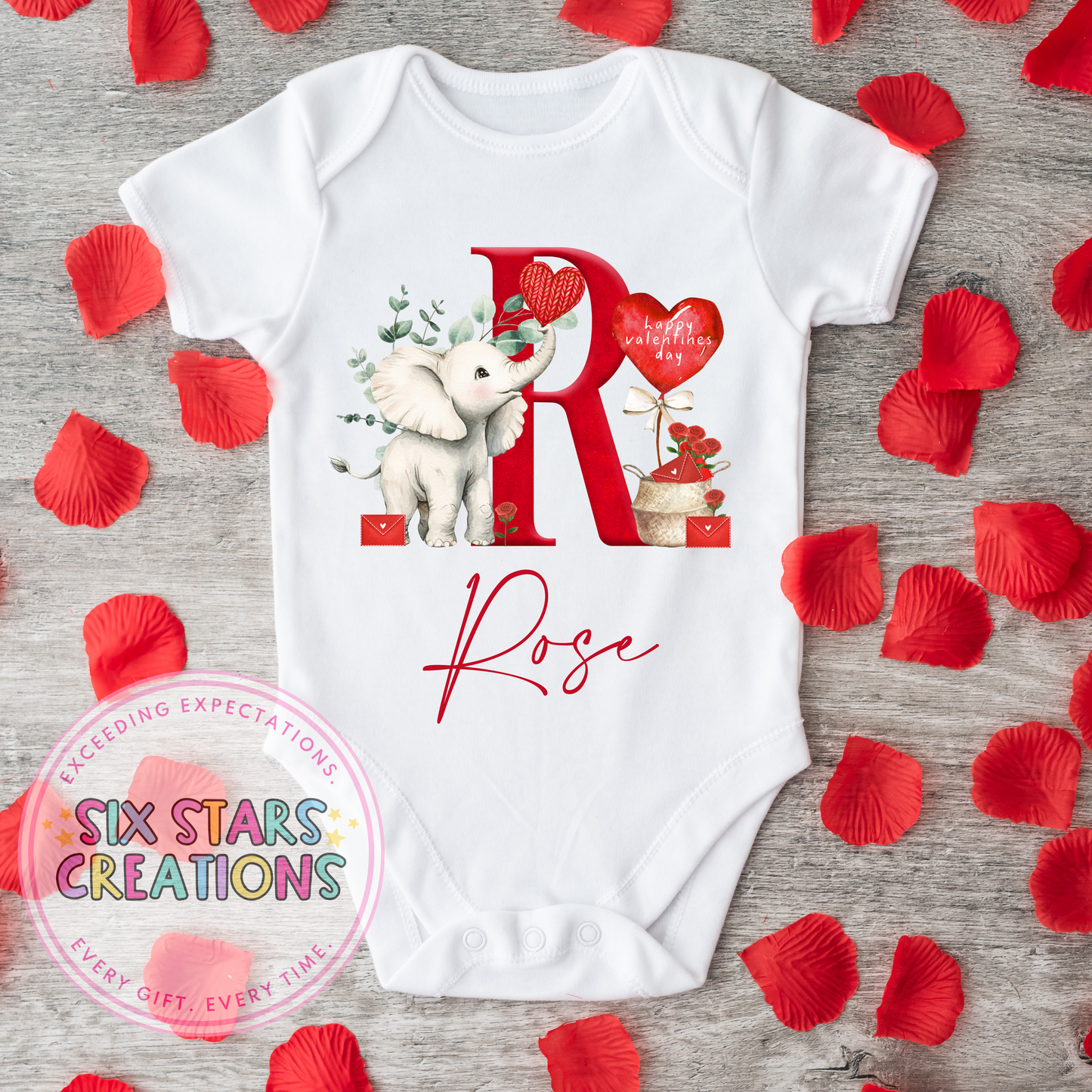 Valentine’s Initial A-Z Personalised Baby Vest