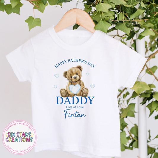 Personalised 'Happy Father's Day' T-Shirt - Blue