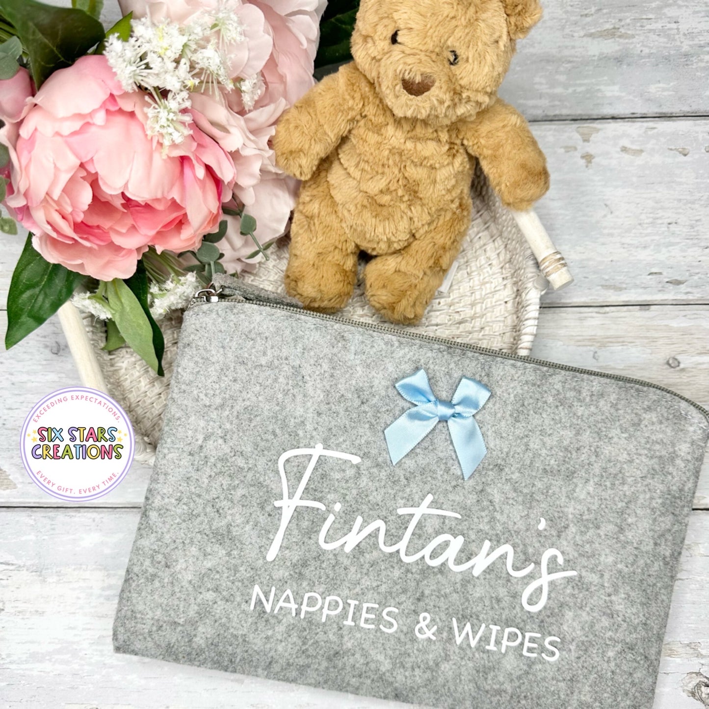 Personalised Nappies & Wipes Bag