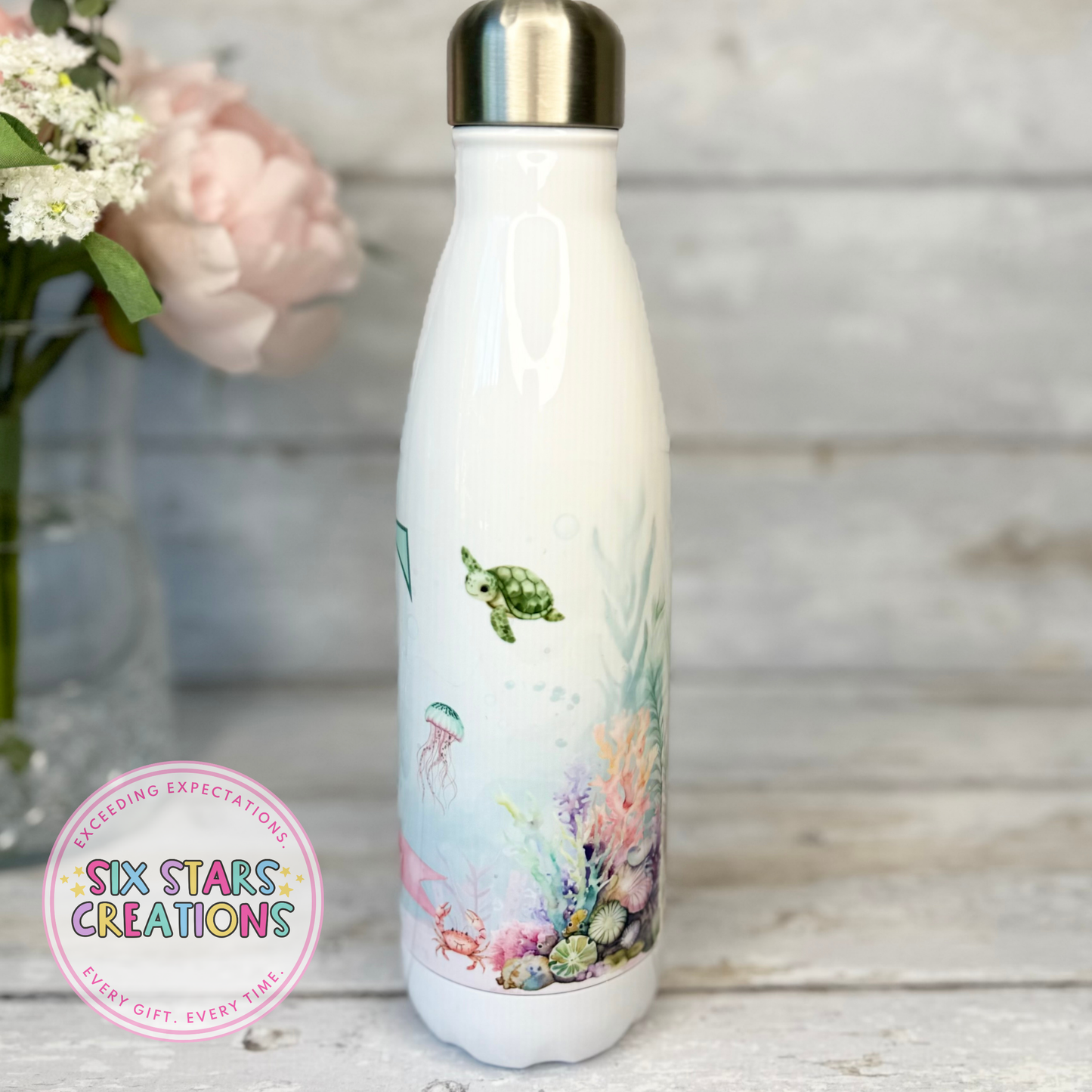 Personalised Metal Kids Water Bottle - Mermaid