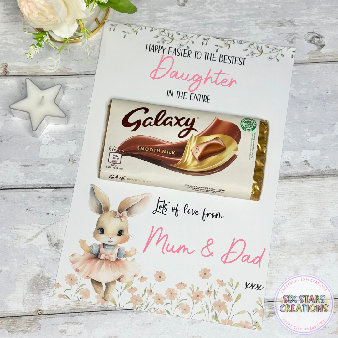 Happy Easter To The Best “In The Entire Galaxy” Personalised Chocolate Gift - Pink Bunny