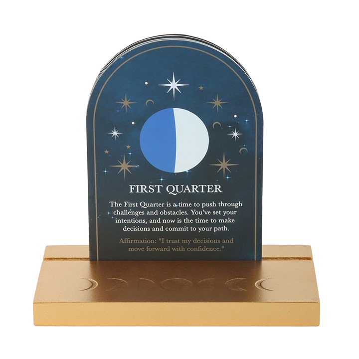Moon Phase Altar Card Set with Wooden Stand