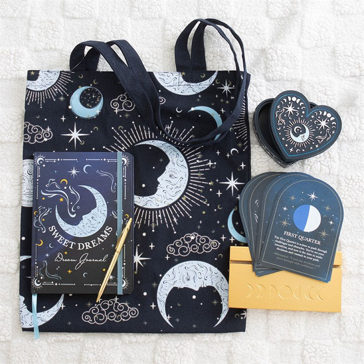 Moon Phase Altar Card Set with Wooden Stand