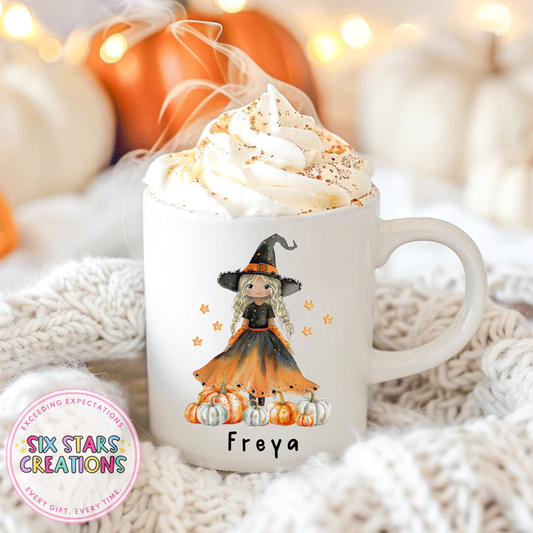 Blonde Hair Pumpkin Patch Girl Mug