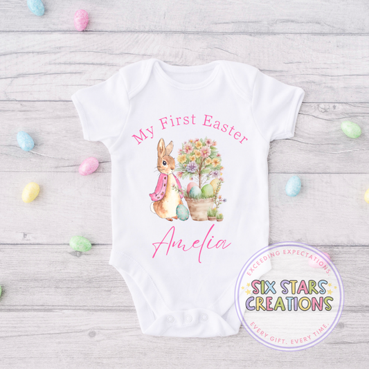 Personalised My First Easter Vest - Pink Bunny