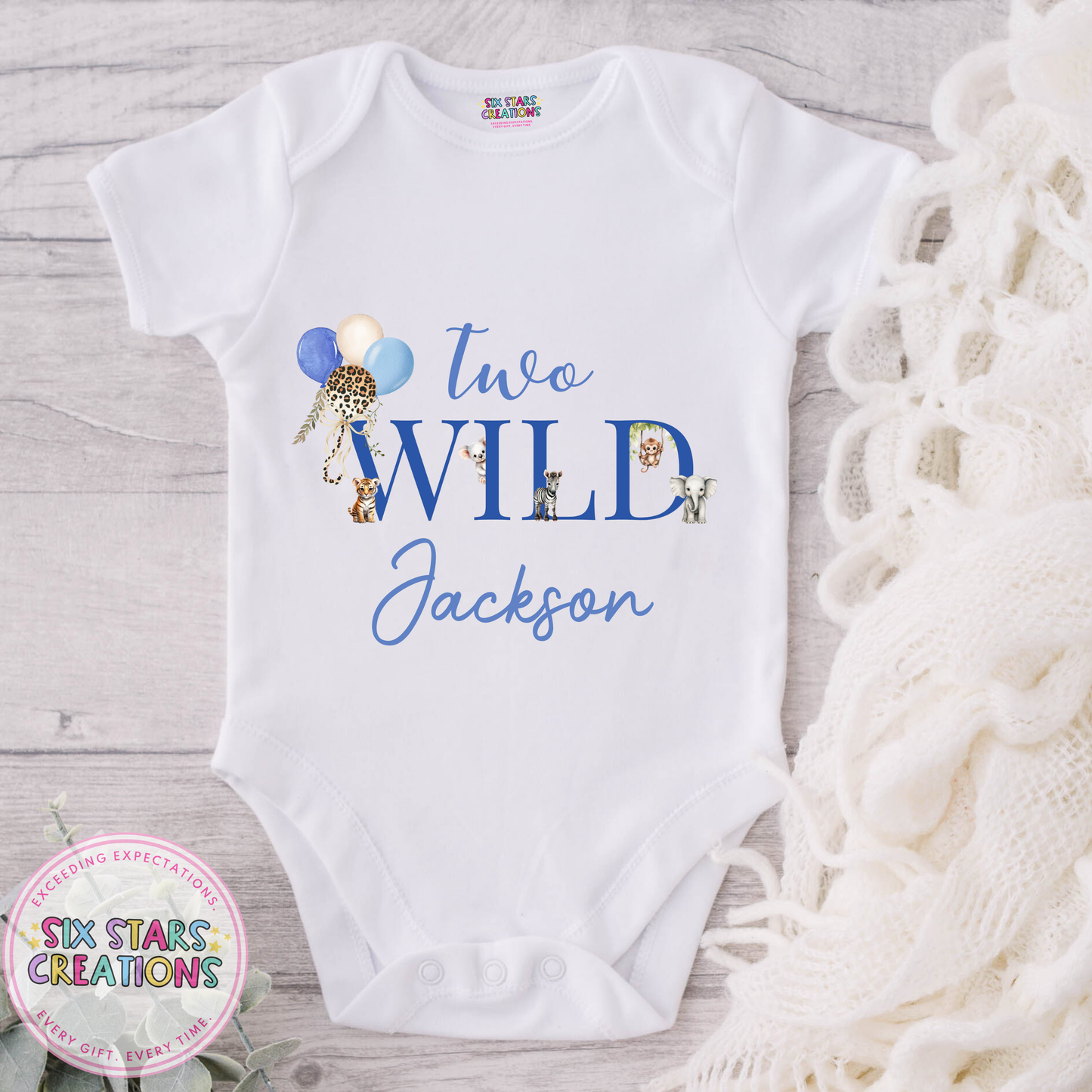 Personalised Birthday Bodysuit - Two Wild Blue Design