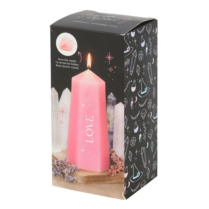 Love Crystal Candle with Hidden Rose Quartz