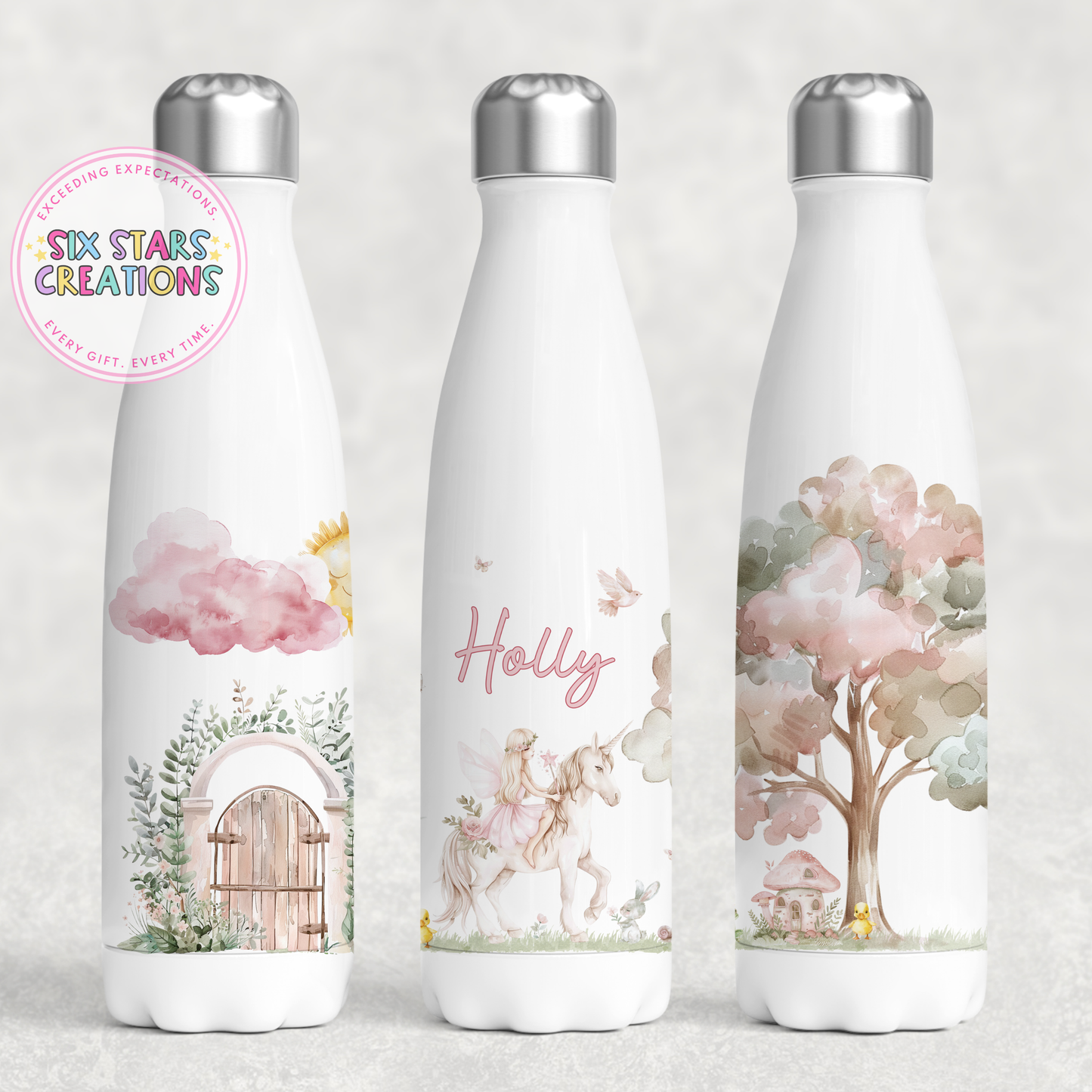 Personalised Metal Kids Water Bottle - Fairy Forest