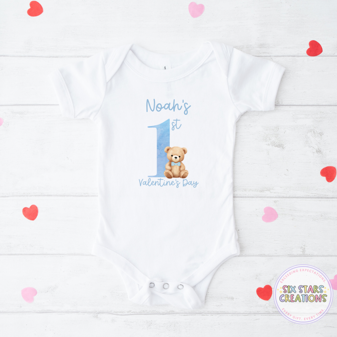 1st Valentine’s Day Blue Personalised Baby Vest
