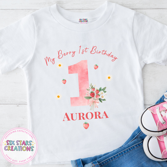 Personalised Birthday T-Shirt - Berry First Birthday Design