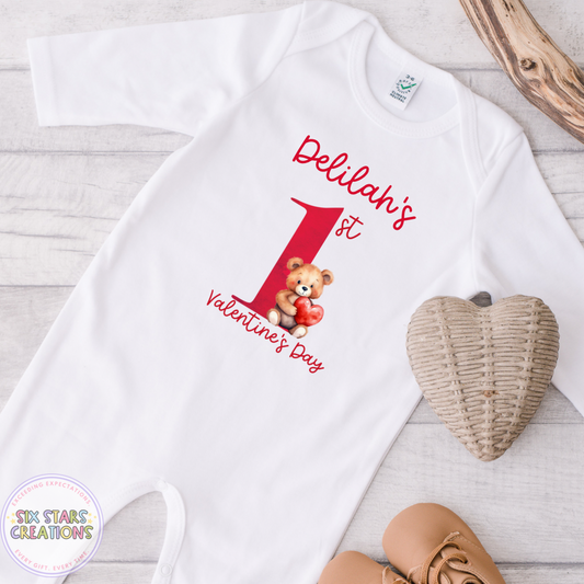 Personalised 1st Valentine’s Day Baby Romper