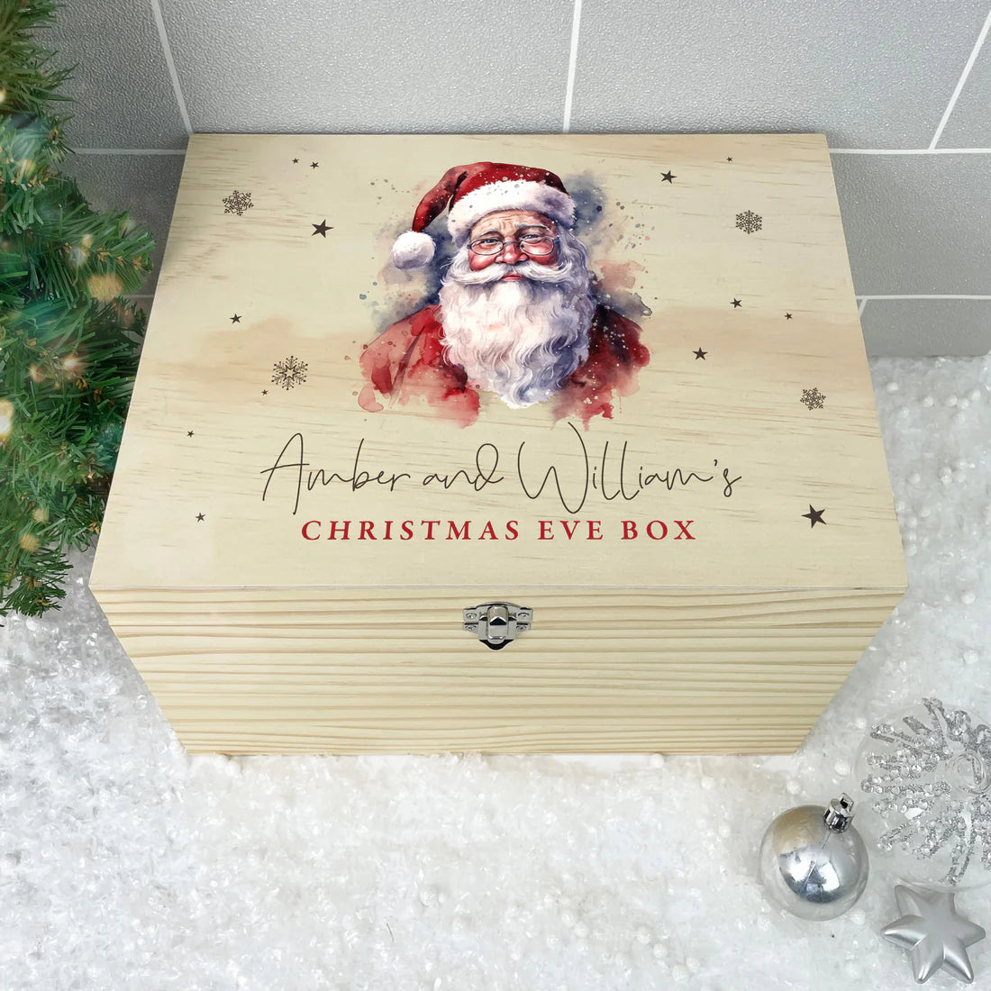 Personalised Wooden Traditional Santa Christmas Eve Box – Available in 4 Sizes