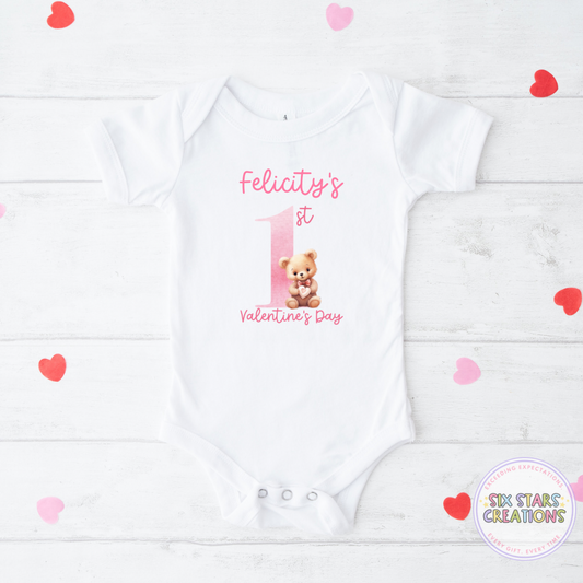 1st Valentine’s Day Pink Personalised Baby Vest