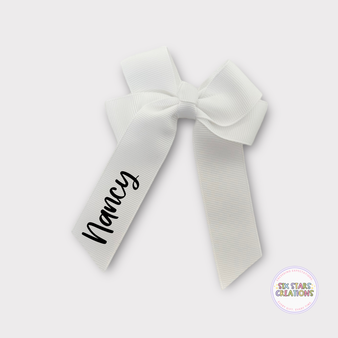 Personalised White 4” Bow