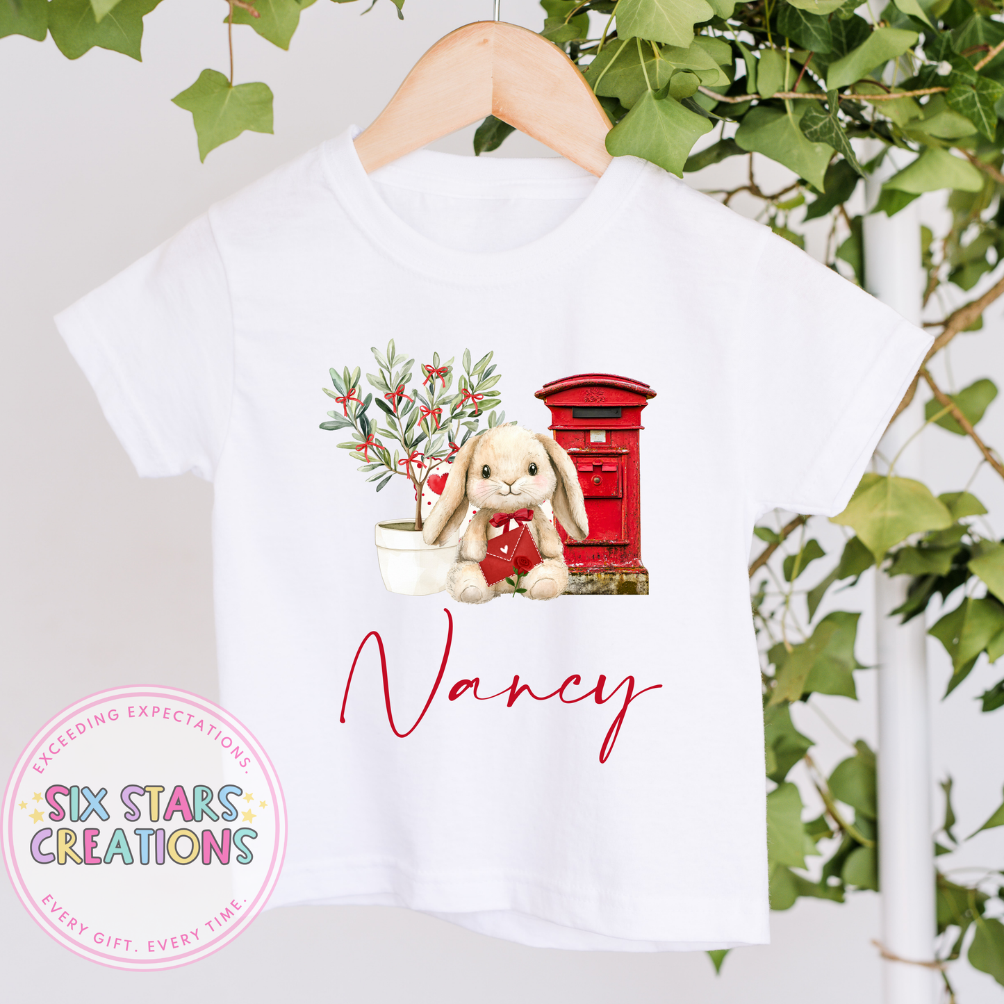 Personalised Valentine’s Day Bunny Postbox Design T-Shirt